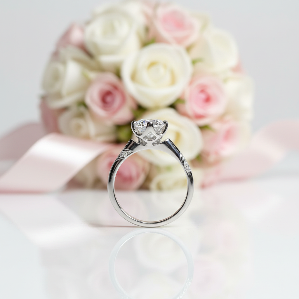 1.0 Ct Round Cut Diamond Option 4 Claw Engagement Ring-Black Diamonds New York