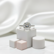 1.0 Ct Round Cut Diamond 8 Heart Claws Engagement Ring-Black Diamonds New York