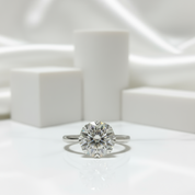 1.0 Ct Round Cut Diamond 8 Heart Claws Engagement Ring-Black Diamonds New York