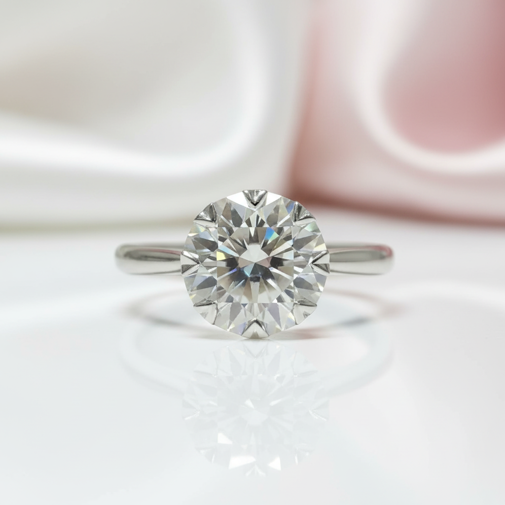 1.0 Ct Round Cut Diamond Option 8 Heart Claws Engagement Ring-Black Diamonds New York