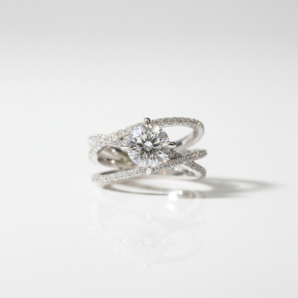 1 Carat Round Cut Diamond Option Eternal Love Engagement Ring-Black Diamonds New York