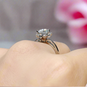 1 Carat Round Cut Diamond Heart Claws Snowflake Engagement Ring-Black Diamonds New York