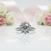1 Carat Round Cut Diamond Option Heart Claws Snowflake Engagement Ring-Black Diamonds New York