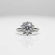 1 Carat Round Cut Diamond Option Heart Claws Snowflake Engagement Ring-Black Diamonds New York
