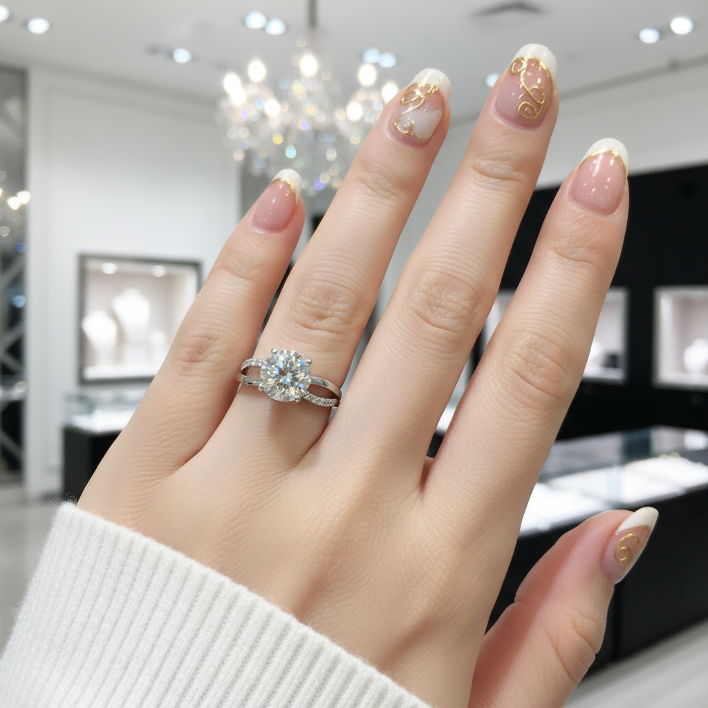 1 Carat Round Cut Diamond Option Twist 4 Claws Engagement Ring-Black Diamonds New York