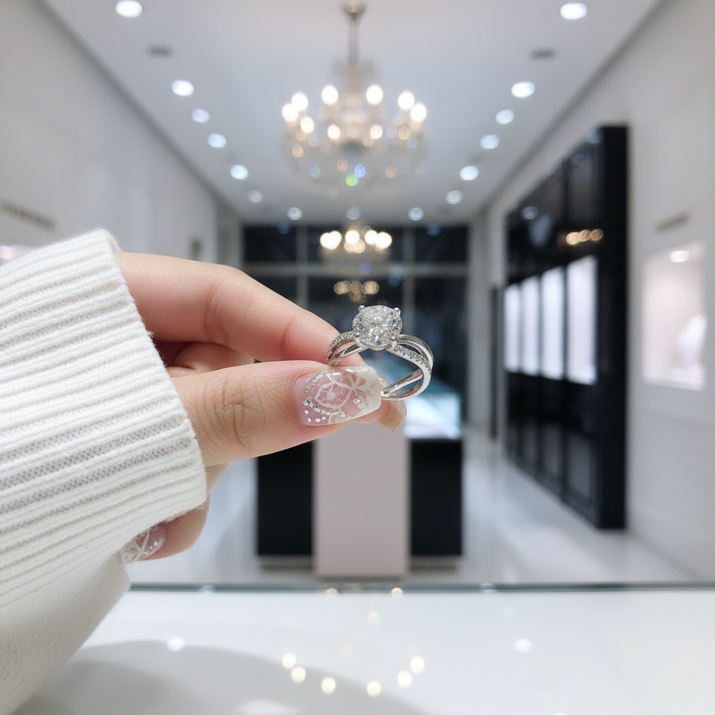 1 Carat Round Cut Diamond Option Twist 4 Claws Engagement Ring-Black Diamonds New York