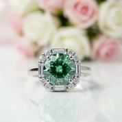 1 Carat Round Green Diamond Engagement Ring-Black Diamonds New York