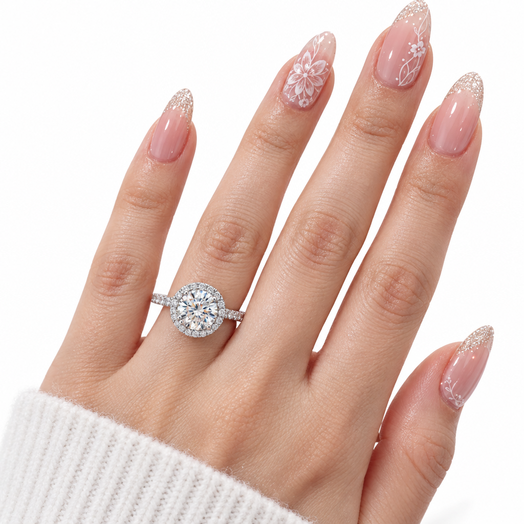 1 Carat Round Halo Diamond Option Ring-Black Diamonds New York