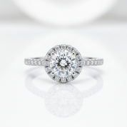 1 Carat Round Halo Diamond Option Ring-Black Diamonds New York