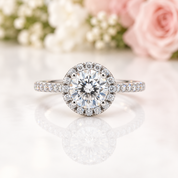 1 Carat Round Halo Diamond Option Ring-Black Diamonds New York