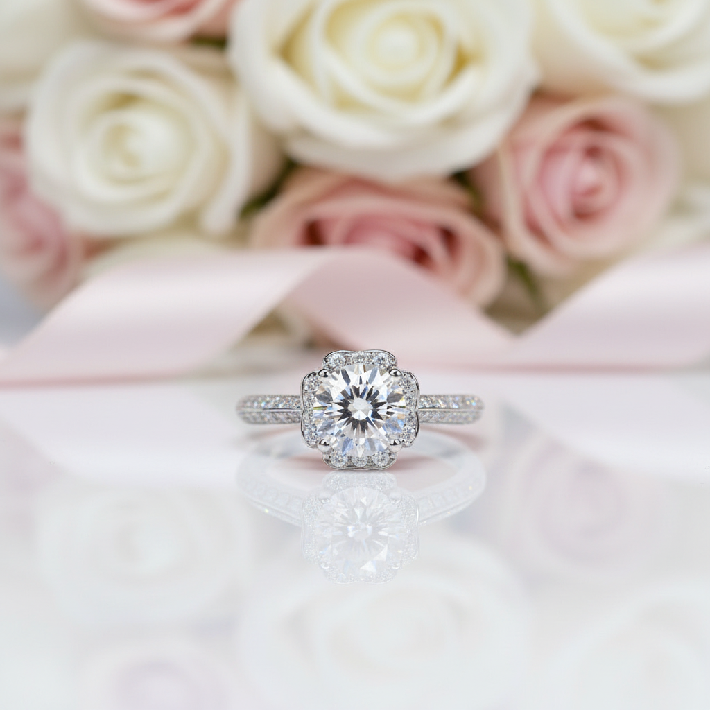 1.0 Ct Round Diamond Option Goddess of Luck Engagement Ring-Black Diamonds New York