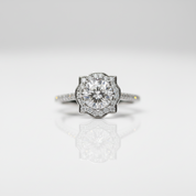 1.0 Ct Sparkling Round Cut D Color Diamond Option Engagement Ring-Black Diamonds New York