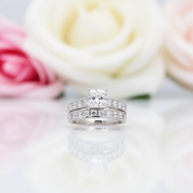 1.0 Ct Princess Cut Diamond Wedding Engagement Ring Set-Black Diamonds New York