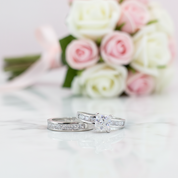 1.0 Ct Princess Cut Diamond Option Wedding Engagement Ring Set-Black Diamonds New York
