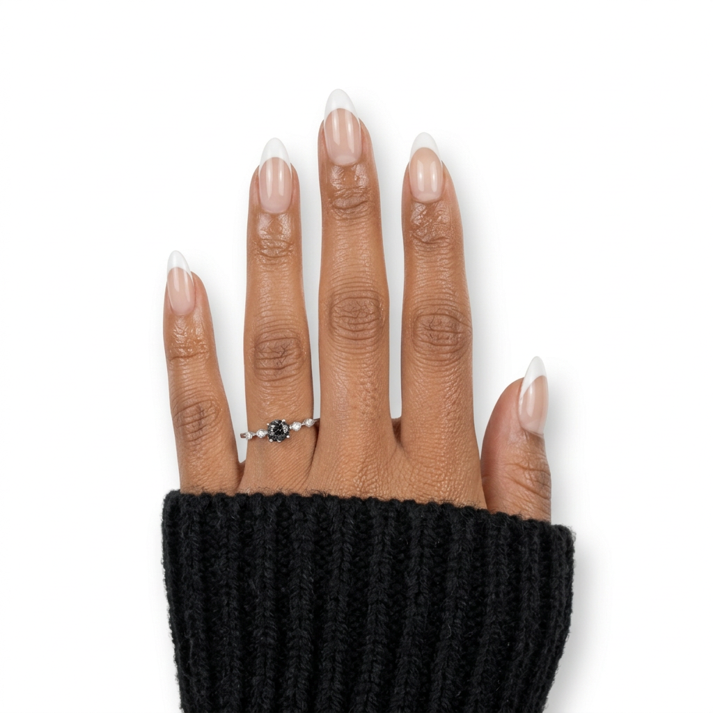 1.0 Carat Round Cut Black Rutilated Quartz Promise Ring-Black Diamonds New York