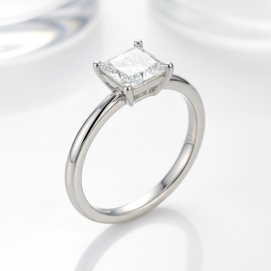 1.0Ct 5.5mm Cushion Brilliant Diamond Option Solitaire Engagement Ring-Black Diamonds New York