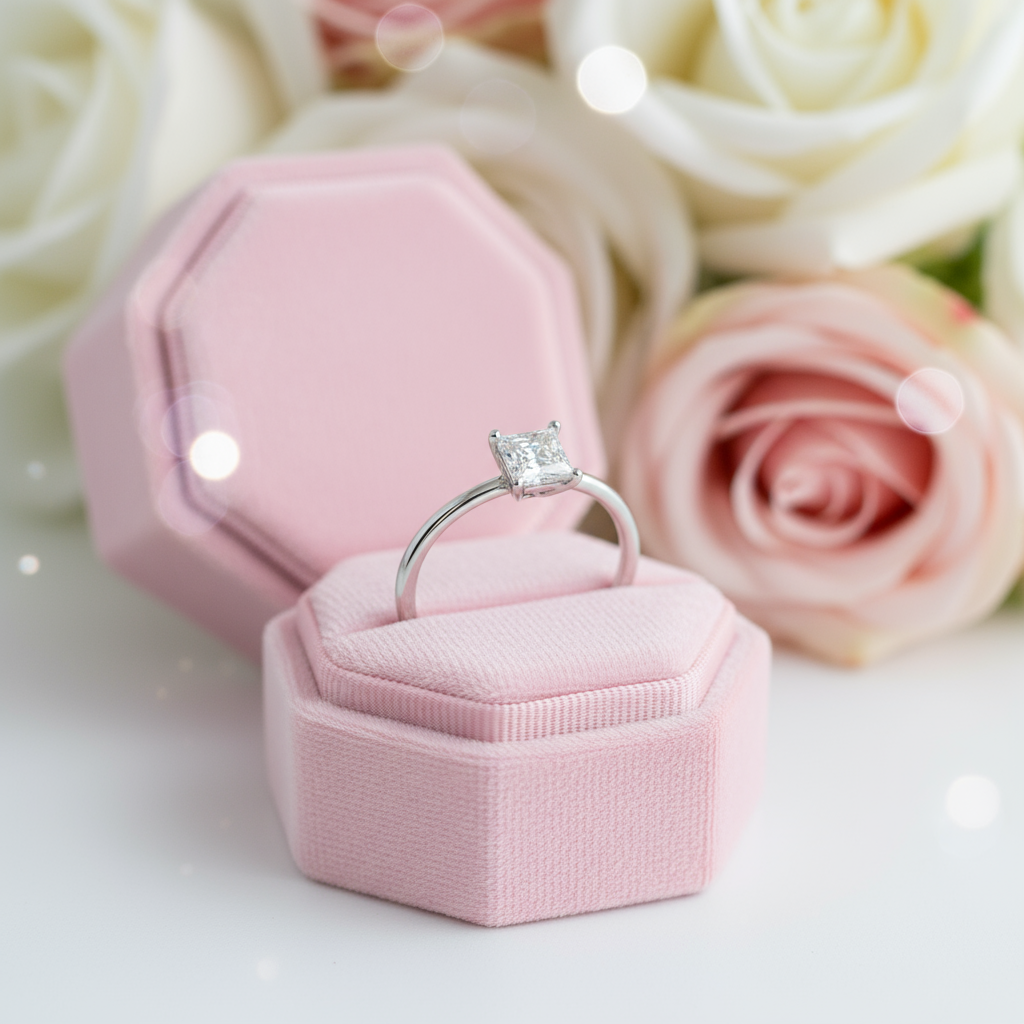 1.0Ct 5.5mm Cushion Brilliant Diamond Solitaire Engagement Ring-Black Diamonds New York