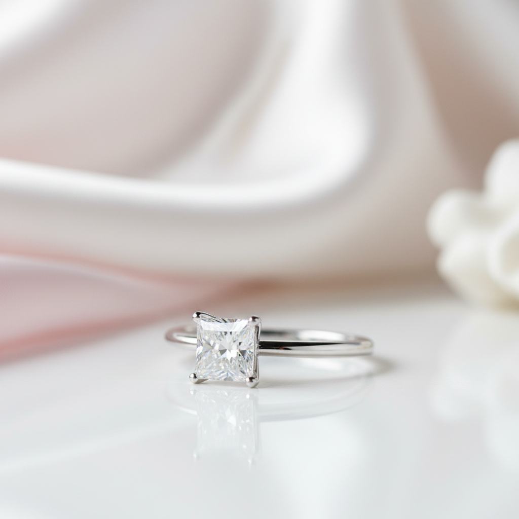 1.0Ct 5.5mm Cushion Brilliant Diamond Option Solitaire Engagement Ring-Black Diamonds New York