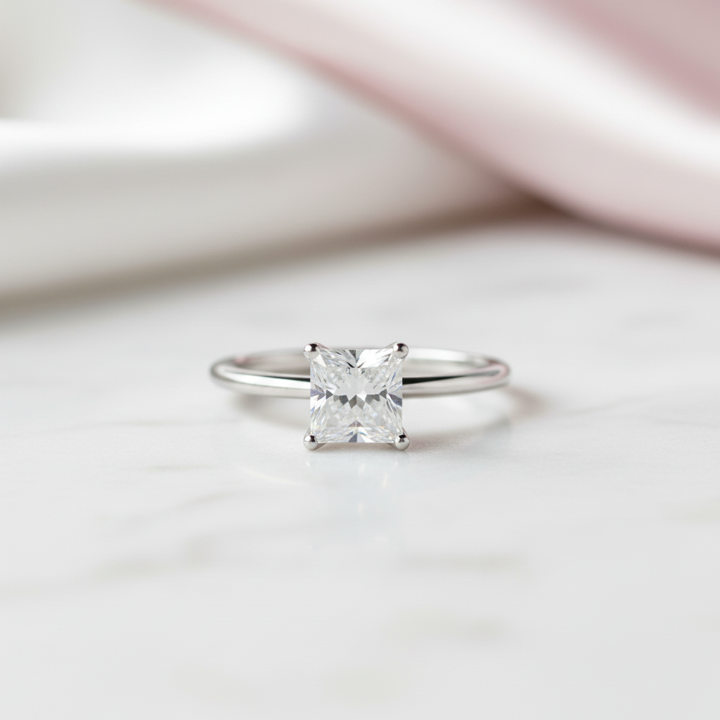 1.0Ct 5.5mm Cushion Brilliant Diamond Option Solitaire Engagement Ring-Black Diamonds New York