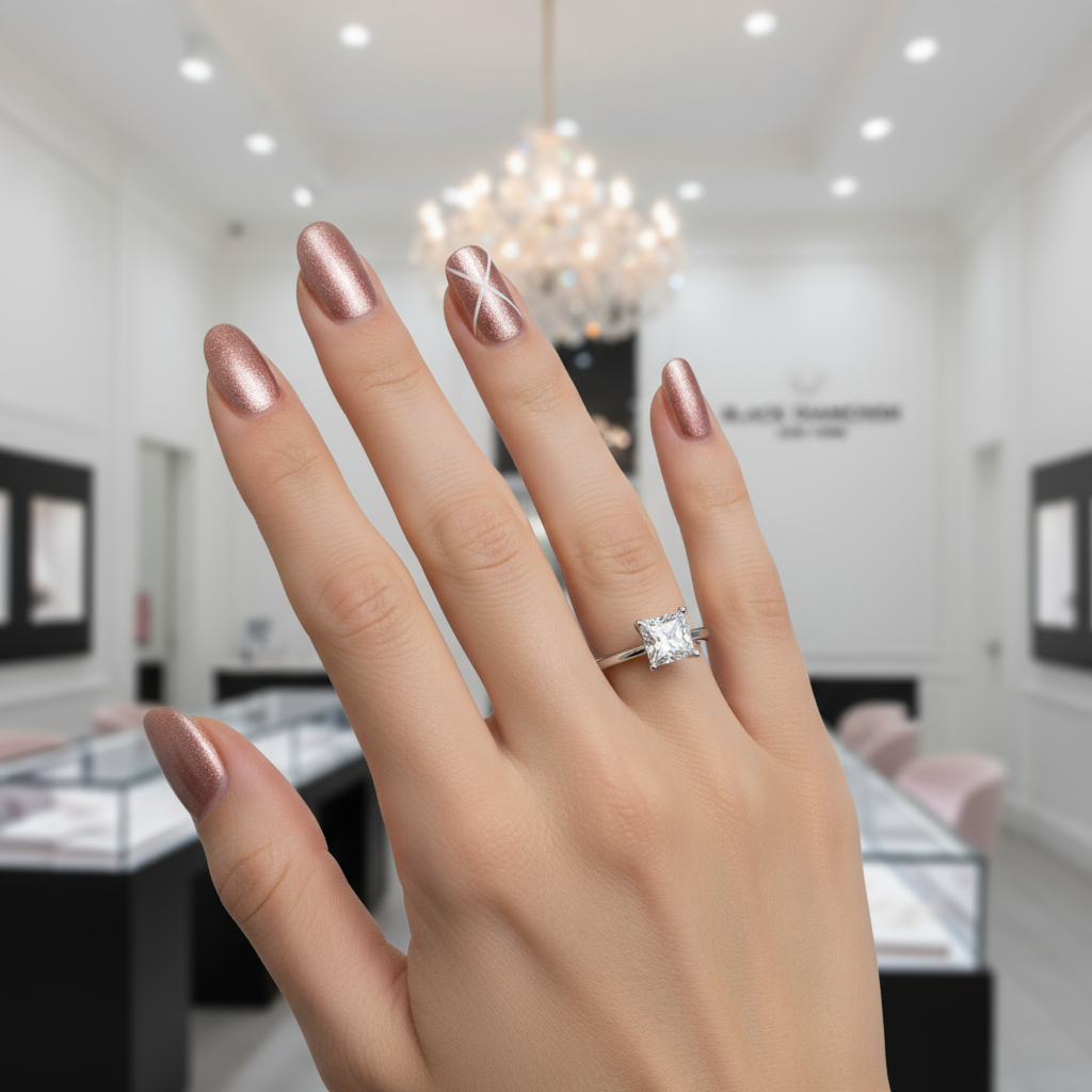 1.0Ct 5.5mm Cushion Brilliant Diamond Solitaire Engagement Ring-Black Diamonds New York