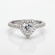 1.0Ct 6.5mm Classic Heart Halo Diamond Option Engagement Ring-Black Diamonds New York