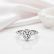 1.0Ct 6.5mm Classic Trillion Halo Diamond Option Engagement Ring-Black Diamonds New York