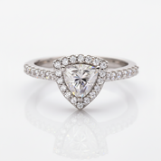 1.0Ct 6.5mm Classic Trillion Halo Diamond Option Engagement Ring-Black Diamonds New York