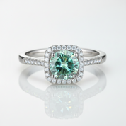 1.0Ct 6.5mm Round Cushion Halo Diamond Option Engagement-Black Diamonds New York
