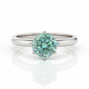 1.0Ct 6.5mm Round Diamond Option 6 Prong Engagement Ring-Black Diamonds New York