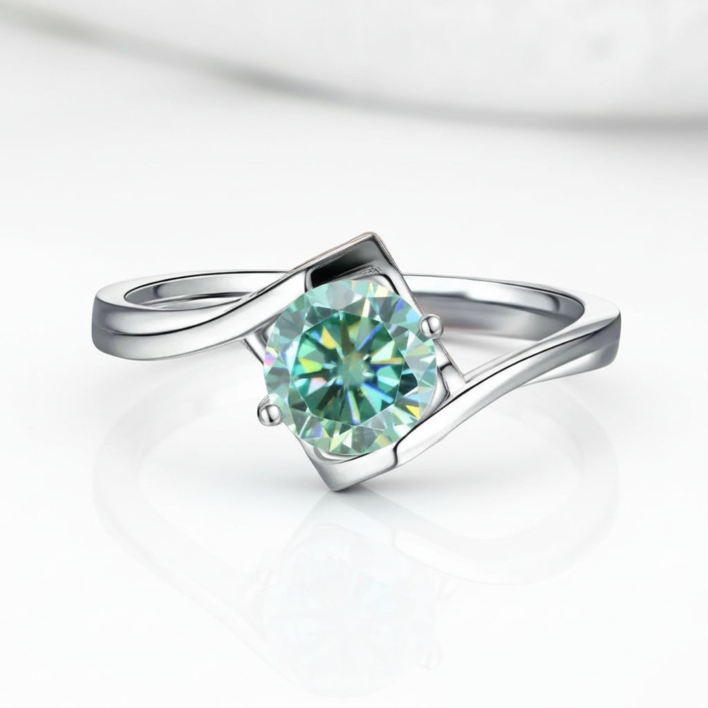 1.0Ct 6.5mm Round Modern Bypass Diamond Option Engagement Ring-Black Diamonds New York