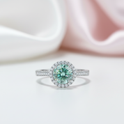 1.0Ct 6.5mm Round Petite Halo Diamond Engagement Ring-Black Diamonds New York