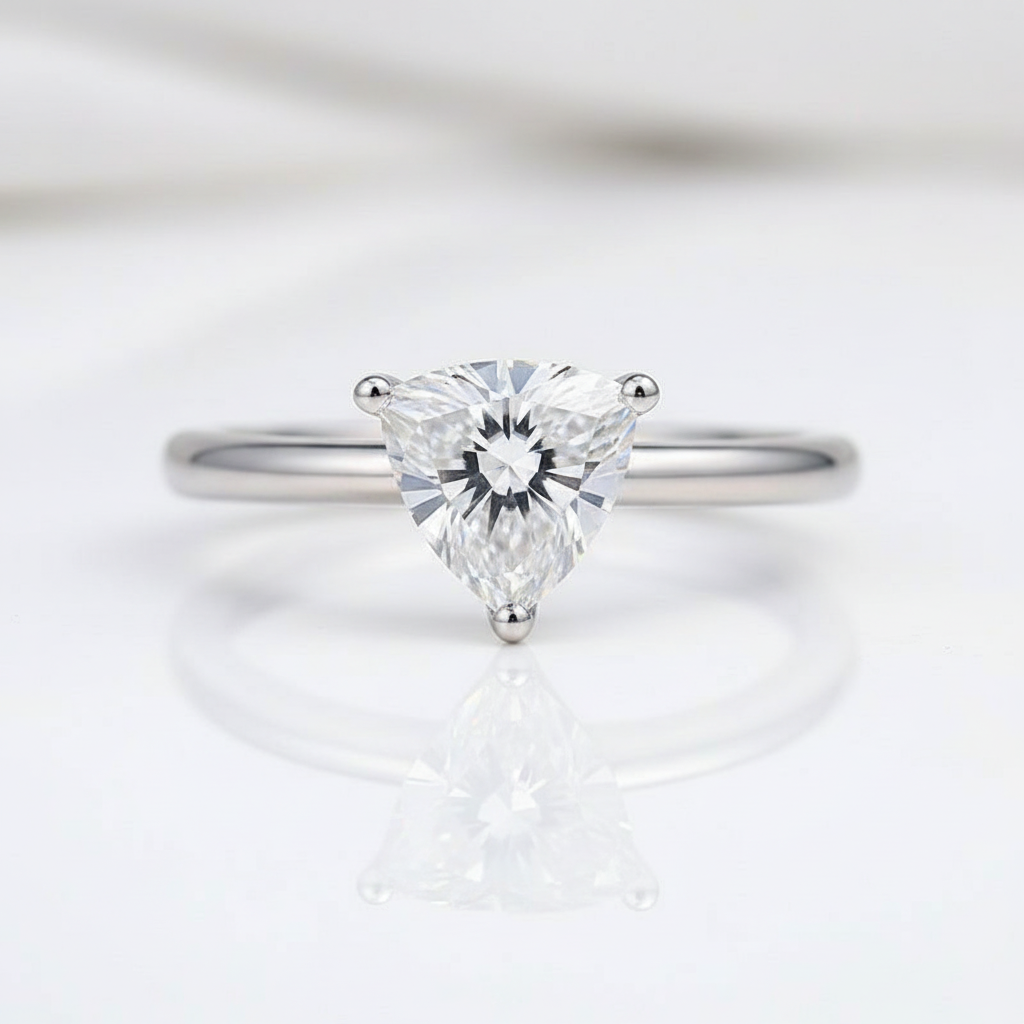 1.0Ct 6.5mm Trillion Diamond Option Solitaire Engagement Ring-Black Diamonds New York