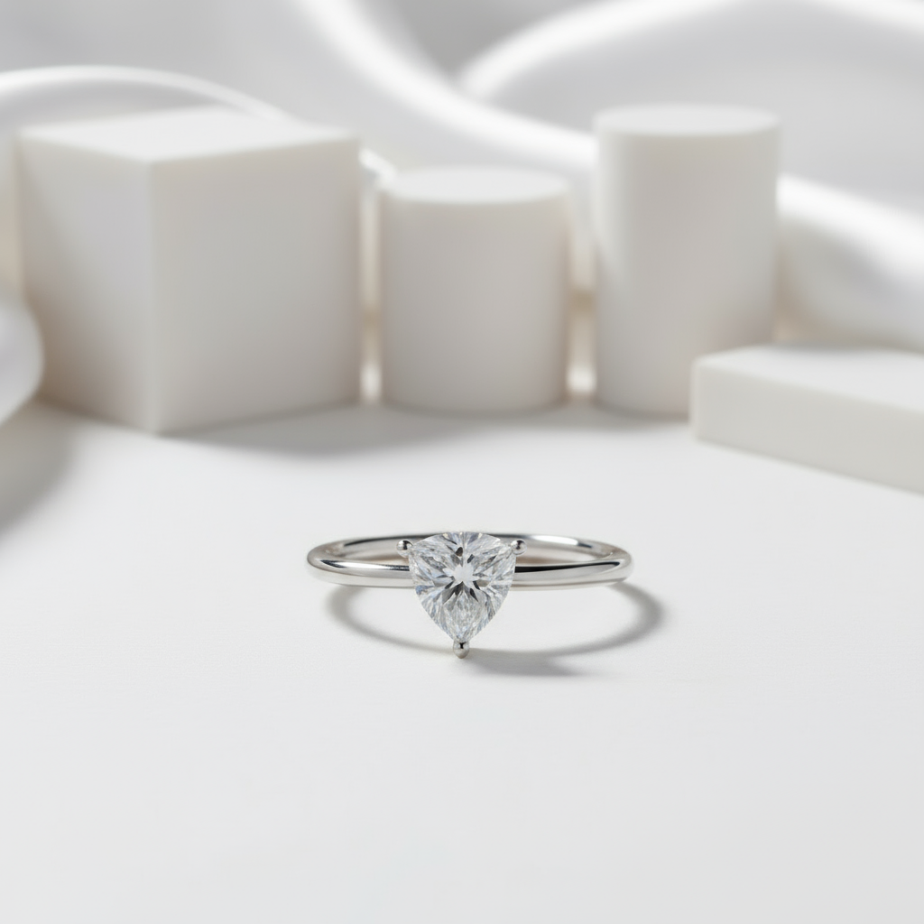 1.0Ct 6.5mm Trillion Diamond Solitaire Engagement Ring-Black Diamonds New York