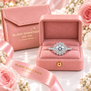 1.0Ct 6.5mm VVS1 Diamond Option Sun Flower Engagement Ring-Black Diamonds New York