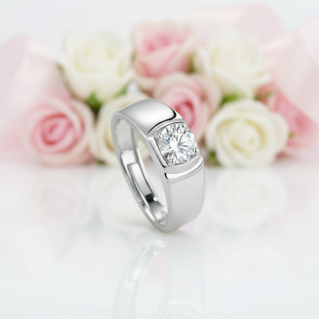 1.0Ct D Color 6.5mm Diamond Option Adjustable Ring-Black Diamonds New York