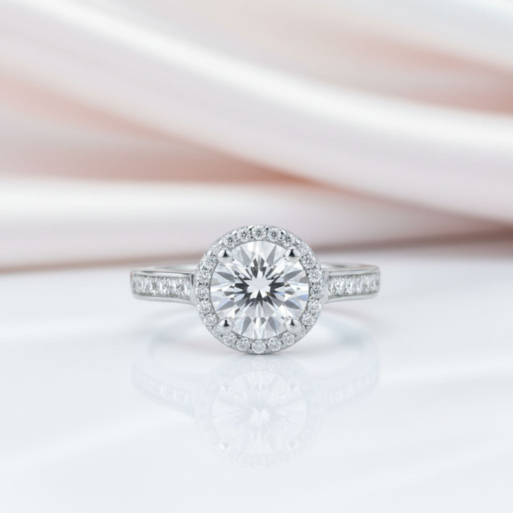 1.0Ct D Color Twinkle Stone Diamond Option Engagement Halo Ring-Black Diamonds New York
