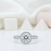 1.0Ct D Color Twinkle Stone Diamond Engagement Halo Ring-Black Diamonds New York