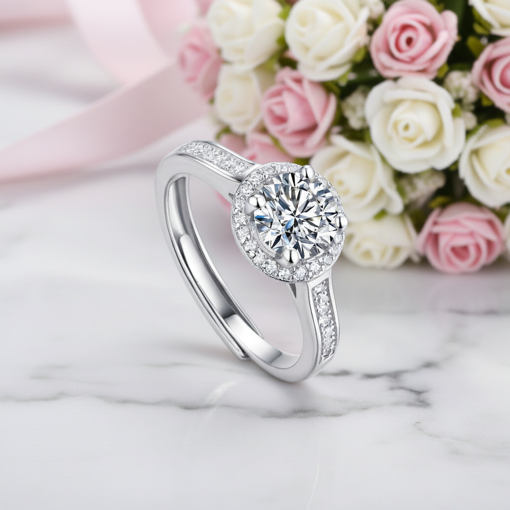 1.0Ct D Color Twinkle Stone Diamond Option Engagement Halo Ring-Black Diamonds New York