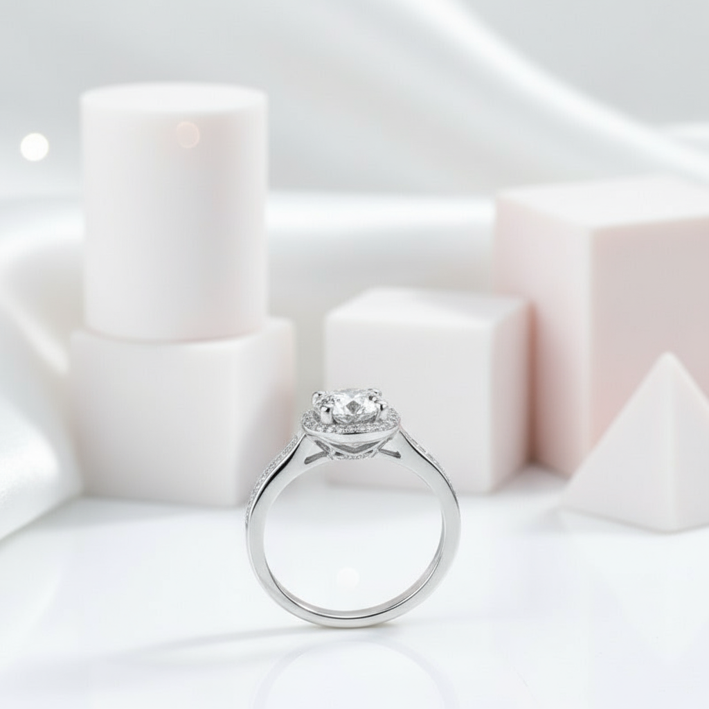 1.0Ct D Color Twinkle Stone Diamond Engagement Halo Ring-Black Diamonds New York