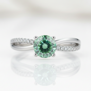 1.0Ct Green Round Diamond Option Split Shank Engagement Ring-Black Diamonds New York