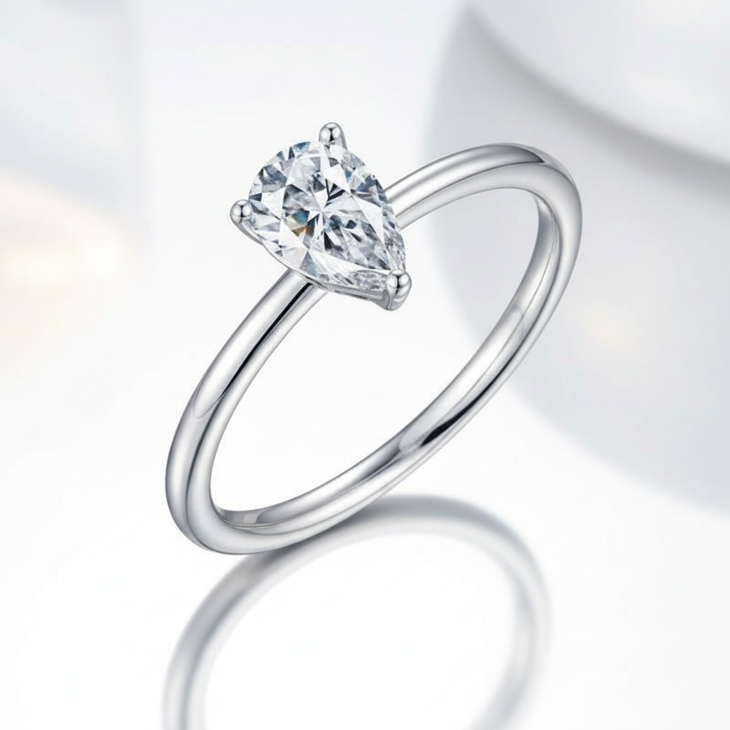 1.0Ct Pear Shape Diamond Option Solitaire Engagement Ring-Black Diamonds New York