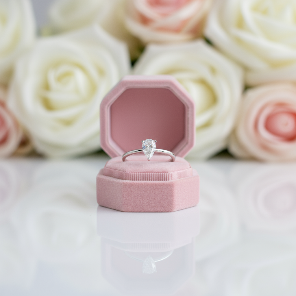 1.0Ct Pear Shape Diamond Solitaire Engagement Ring-Black Diamonds New York