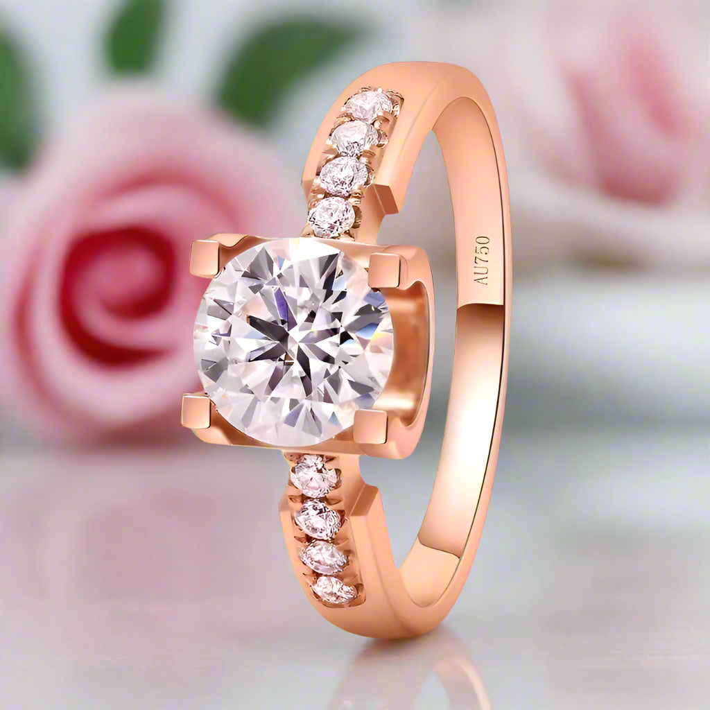 1.0 CT Round Brilliant Cut Diamond Engagement Ring-Black Diamonds New York