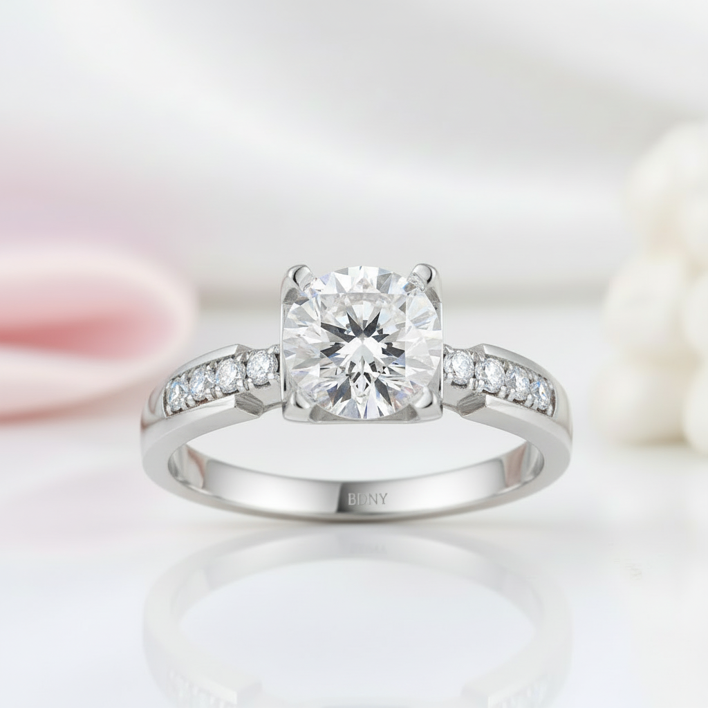 1.0 CT Round Brilliant Cut Diamond Option Engagement Ring-Black Diamonds New York