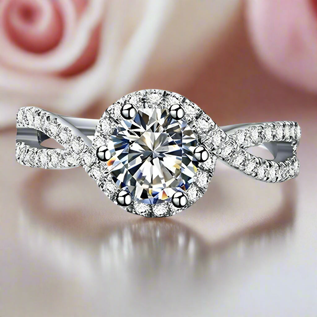 1.0 Ct 18k White Gold Micro Paved Diamond Engagement Ring-Black Diamonds New York