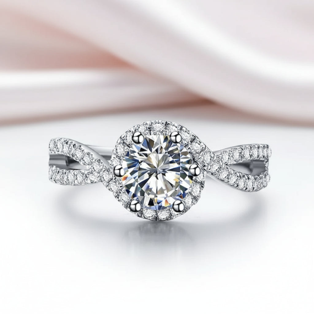 1.0 Ct 18k White Gold Micro Paved Diamond Option Engagement Ring-Black Diamonds New York