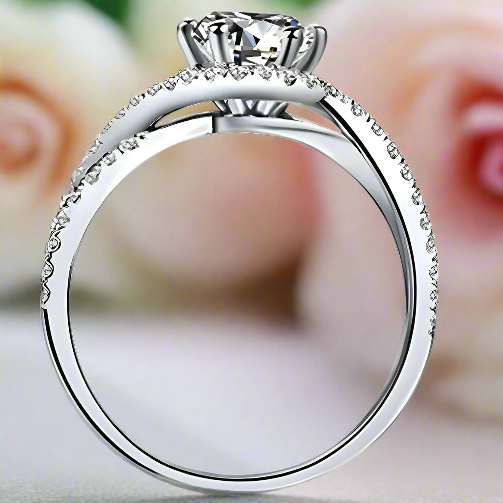 1.0 Ct 18k White Gold Micro Paved Diamond Engagement Ring-Black Diamonds New York