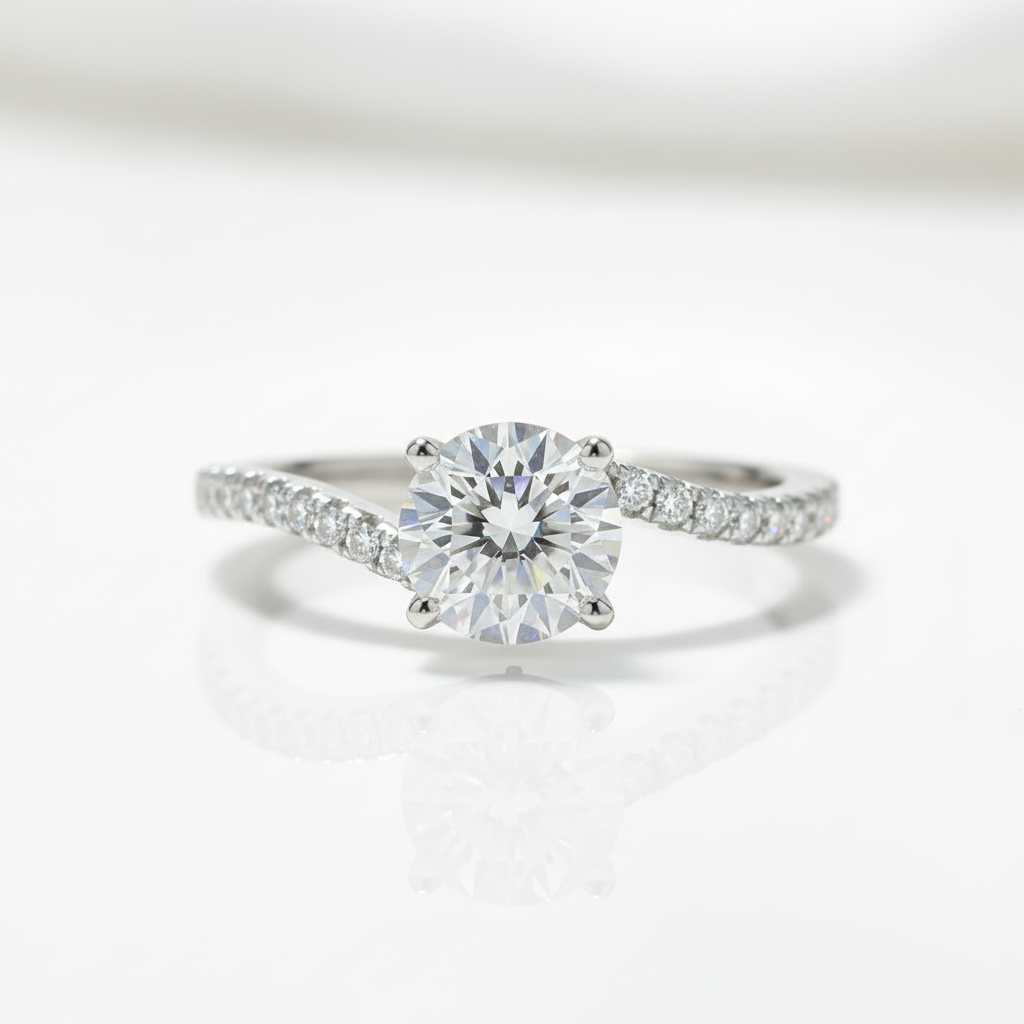 1.0 Ct 6.5mm Diamond Option Engagement Ring-Black Diamonds New York