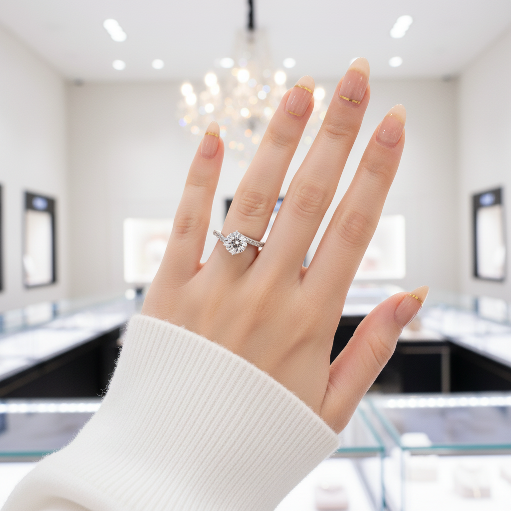 1.0 Ct 6.5mm Diamond Option Engagement Ring-Black Diamonds New York