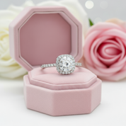 1.0 Ct 6.5mm Round Diamond Halo Engagement Ring-Black Diamonds New York